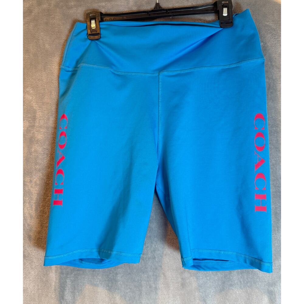 Coach Blue Biker Shorts Pink Logo High Waist Stretch XXL XXXL